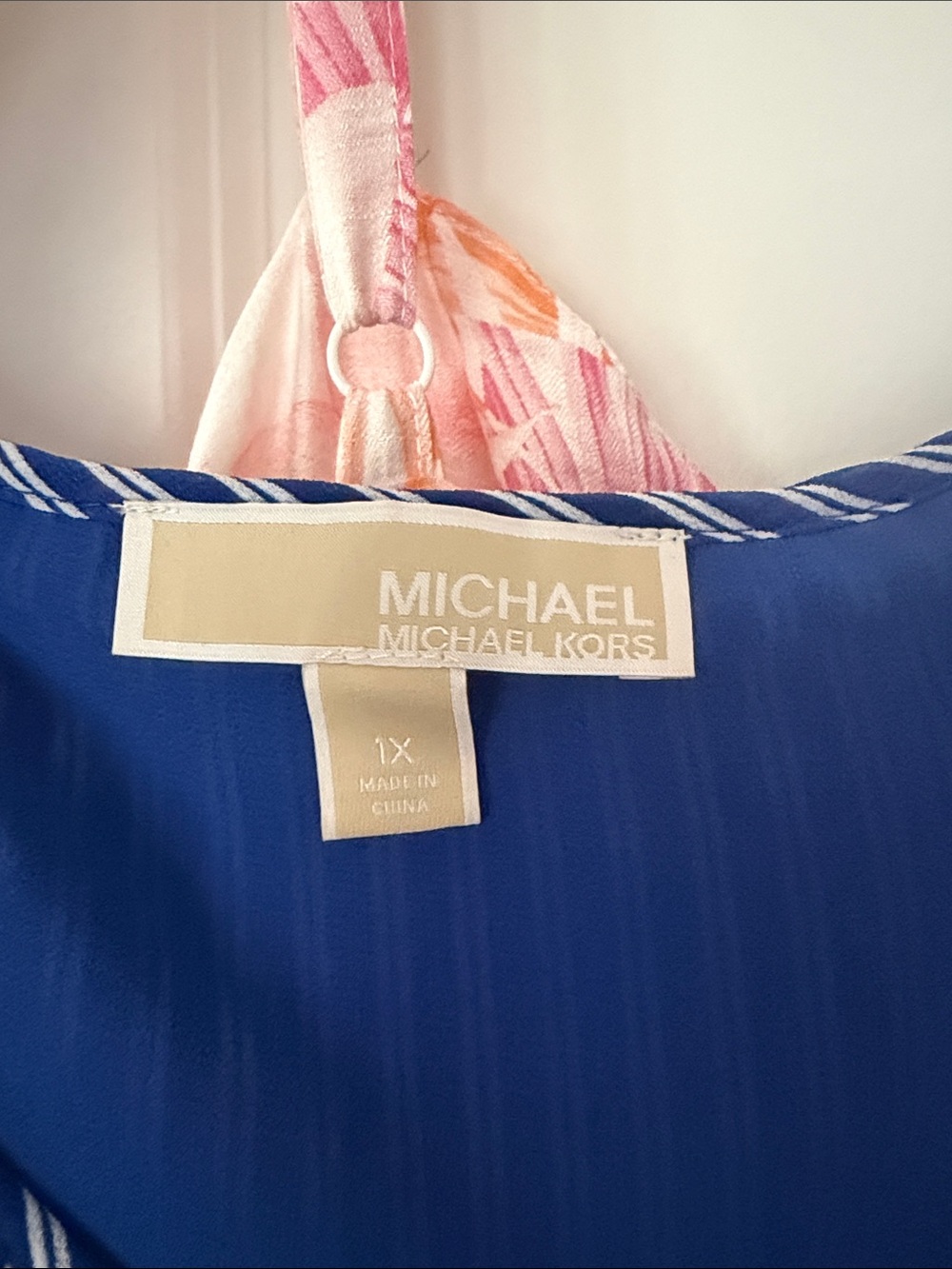 Michael Kors Blue Striped Ruffle-Trim Midi Dress - Picture 2 of 4